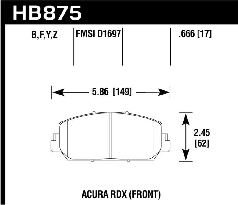 Hawk 14-17 Acura RDX/RLX HPS 5.0 Front Brake Pads ( does not fit civic Type R) - Order Your Parts - اطلب قطعك
