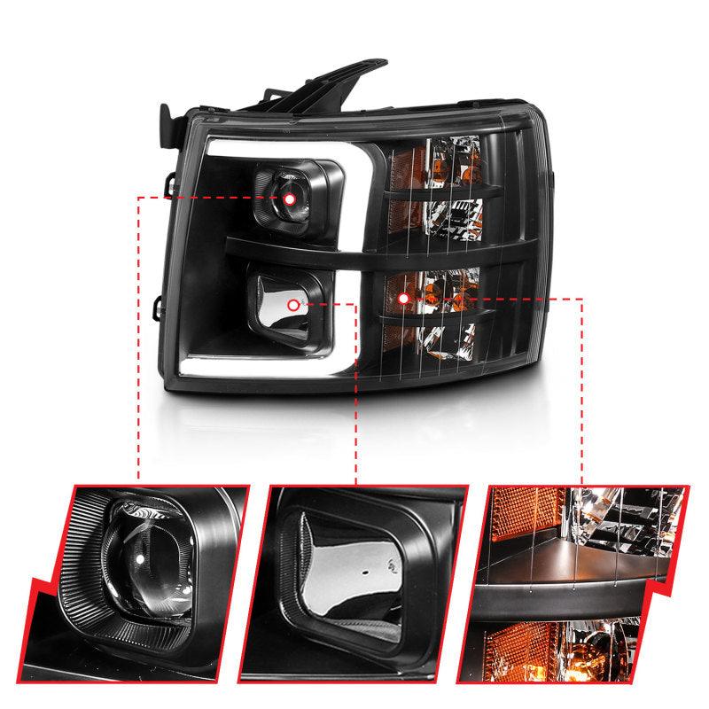 ANZO 07-13 Chevrolet Silverado 3500 Projector Headlights - Black Amber - Order Your Parts - اطلب قطعك