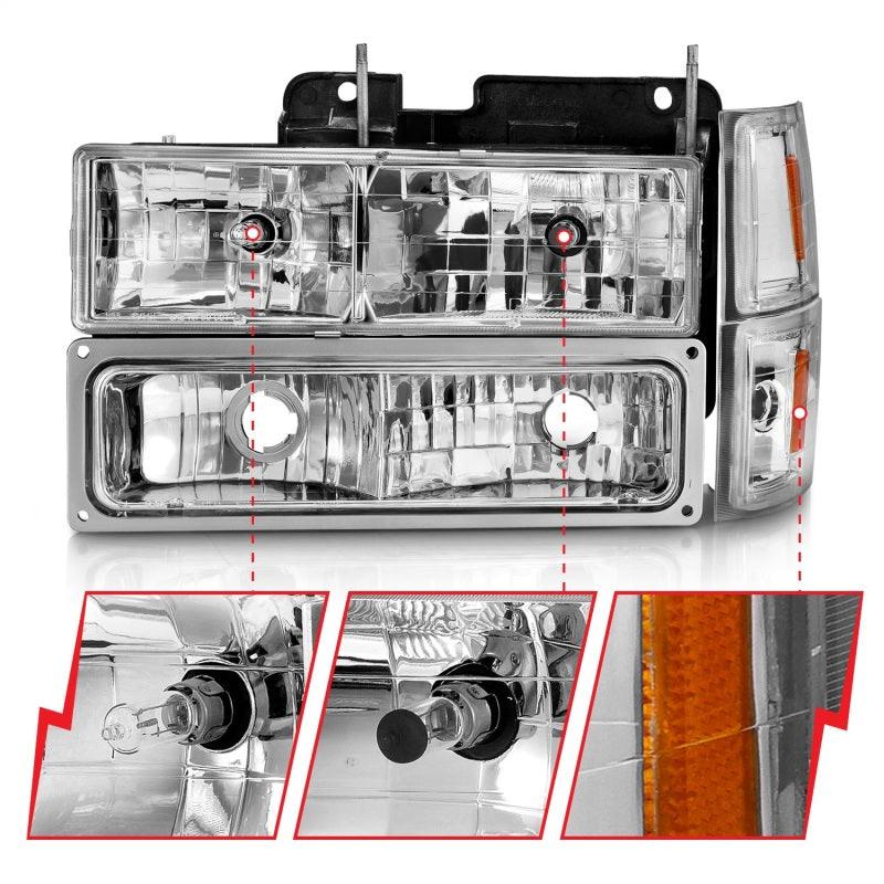 ANZO 88-98 Chevrolet C1500 Crystal Headlights Chrome w/ Signal and Side Marker Lights - Order Your Parts - اطلب قطعك