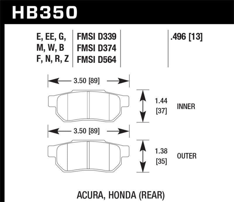 Hawk 90-01 Acura Integra (excl Type R) / 98-00 Civic Coupe Si HPS Street Rear Brake Pads - Order Your Parts - اطلب قطعك