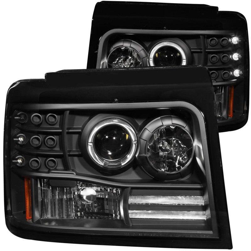 ANZO 1992-1996 Ford F-150 Projector Headlights w/ Halo Black w/ Side Markers and Parking Lights - Order Your Parts - اطلب قطعك