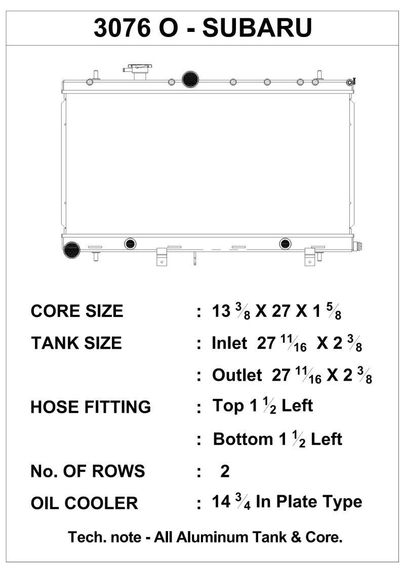 CSF 02-07 Subaru WRX/STI Radiator w/Built-In Oil Cooler/Filler Neck - Order Your Parts - اطلب قطعك