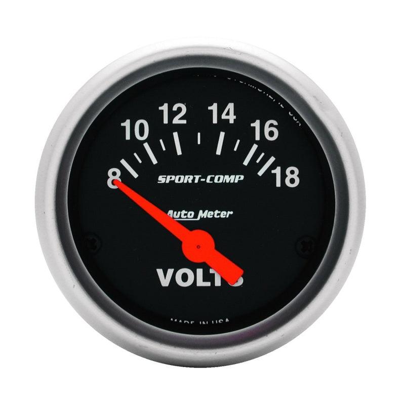 Autometer Sport-Comp 52mm 8-18 Volt Electronic Voltmeter Gauge - Order Your Parts - اطلب قطعك