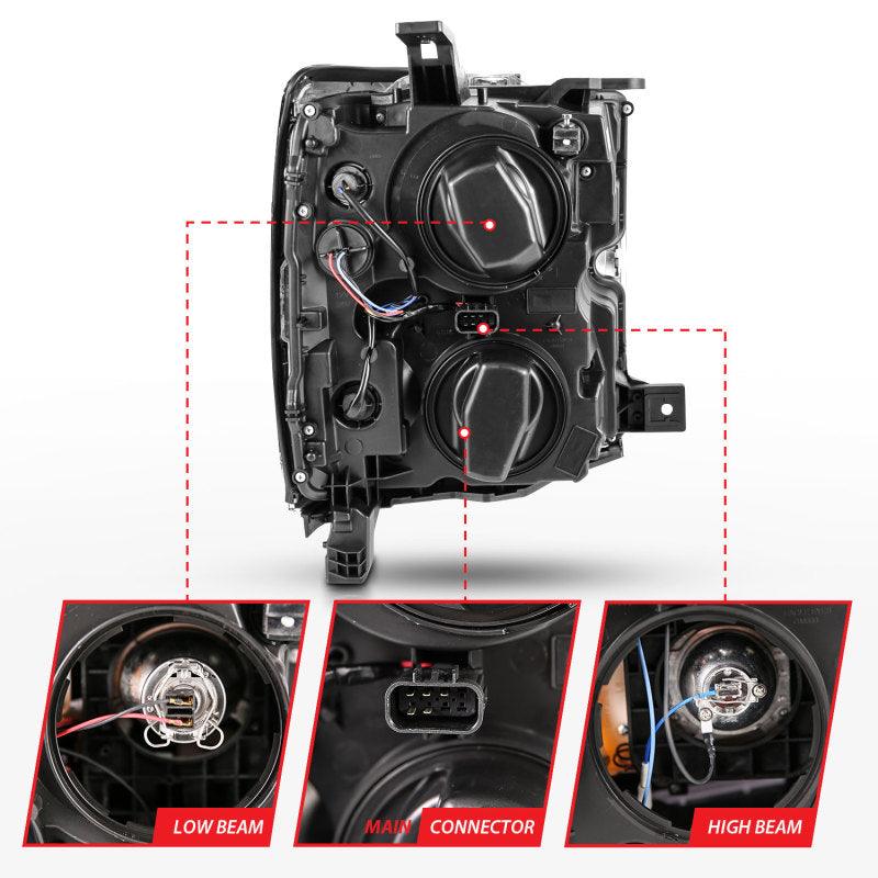 ANZO 2015-2016 Chevrolet Silverado Projector Headlights w/ Plank Style Design Chrome w/ Amber - Order Your Parts - اطلب قطعك