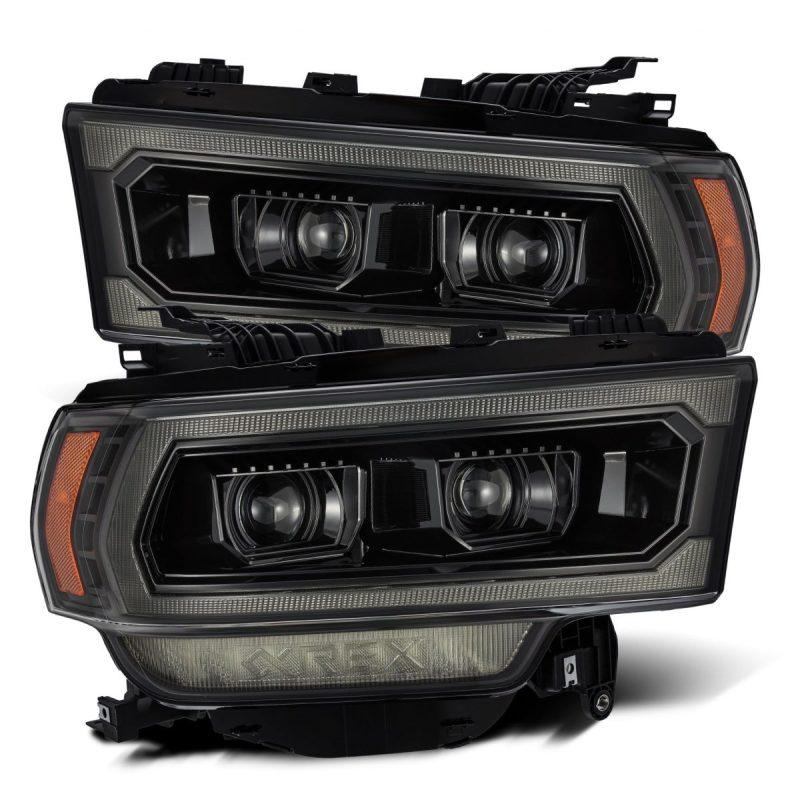 AlphaRex 19-21 Ram 2500 LUXX LED Proj Headlights Plank Style Alpha Blk w/Activ Light/Seq Signal/DRL - Order Your Parts - اطلب قطعك