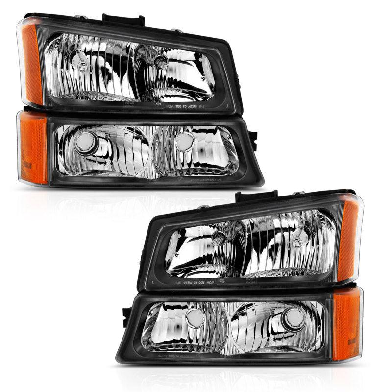 ANZO 2003-2006 Chevy Silverado Crystal Headlight w/ Signal Light Black Amber (4 pcs) - Order Your Parts - اطلب قطعك